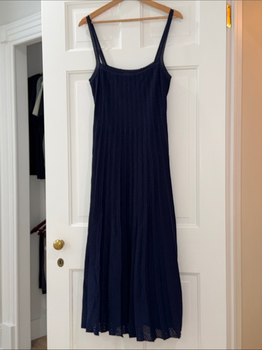 STAUD Navy Knit Maxi Slip Dress